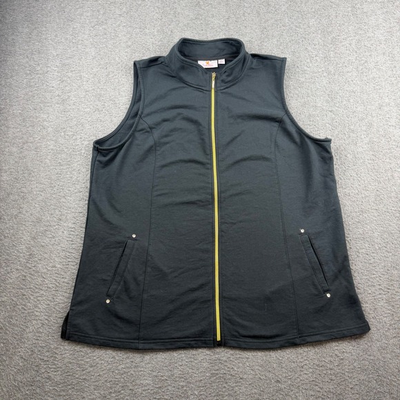 Quacker Factory Jackets & Blazers - Quacker Factory Womens XL Black Zip Front Sweatshirt Vest Mock Neck Rhinestone